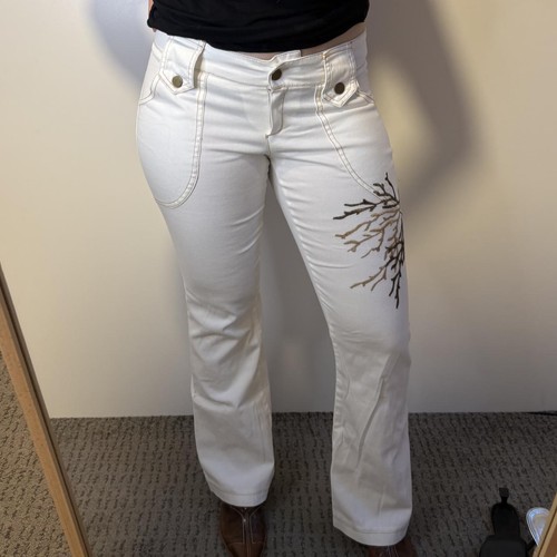 Weiße low rise schlagjeans - low,